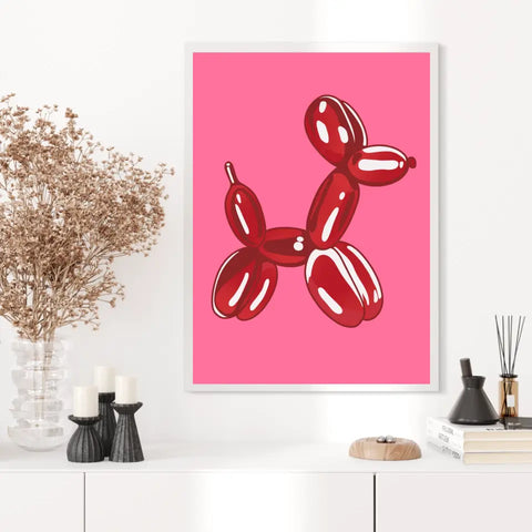 Affiche et Tableau Moderne Jeff Koons Balloon Dogs rouge