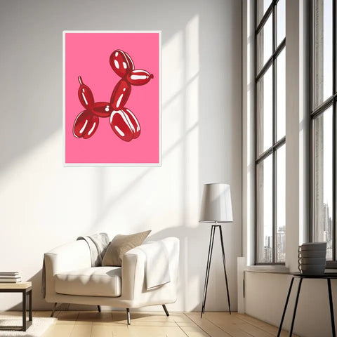 Affiche et Tableau Moderne Jeff Koons Balloon Dogs rouge