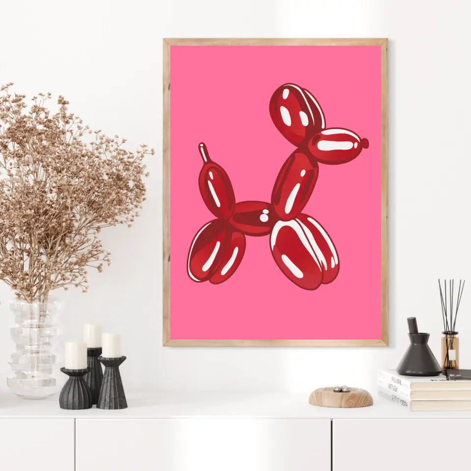 Affiche et Tableau Moderne Jeff Koons Balloon Dogs rouge