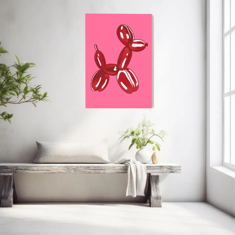 Affiche et Tableau Moderne Jeff Koons Balloon Dogs rouge