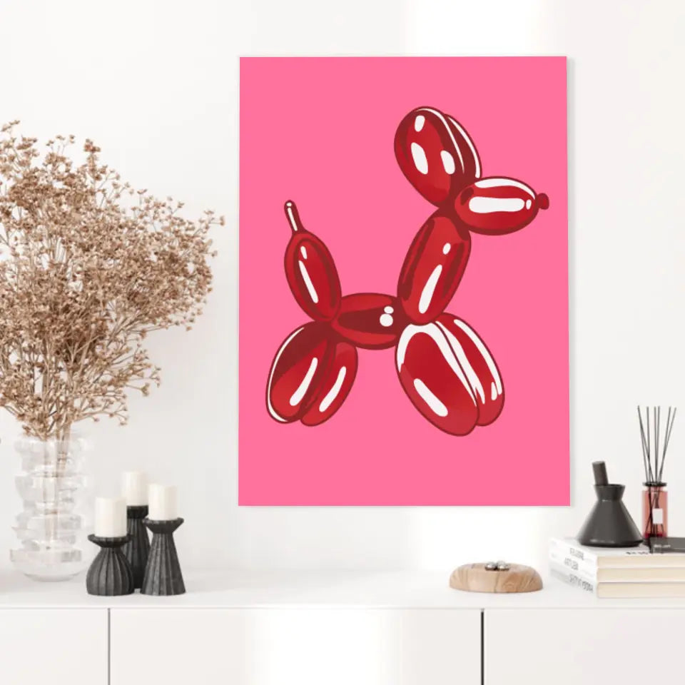 Affiche et Tableau Moderne Jeff Koons Balloon Dogs rouge