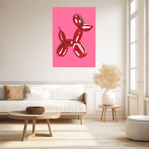Affiche et Tableau Moderne Jeff Koons Balloon Dogs rouge