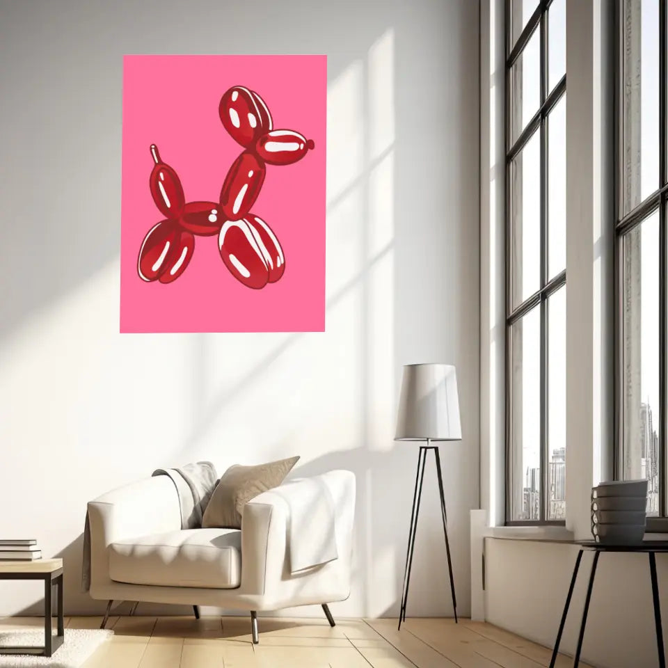 Affiche et Tableau Moderne Jeff Koons Balloon Dogs rouge