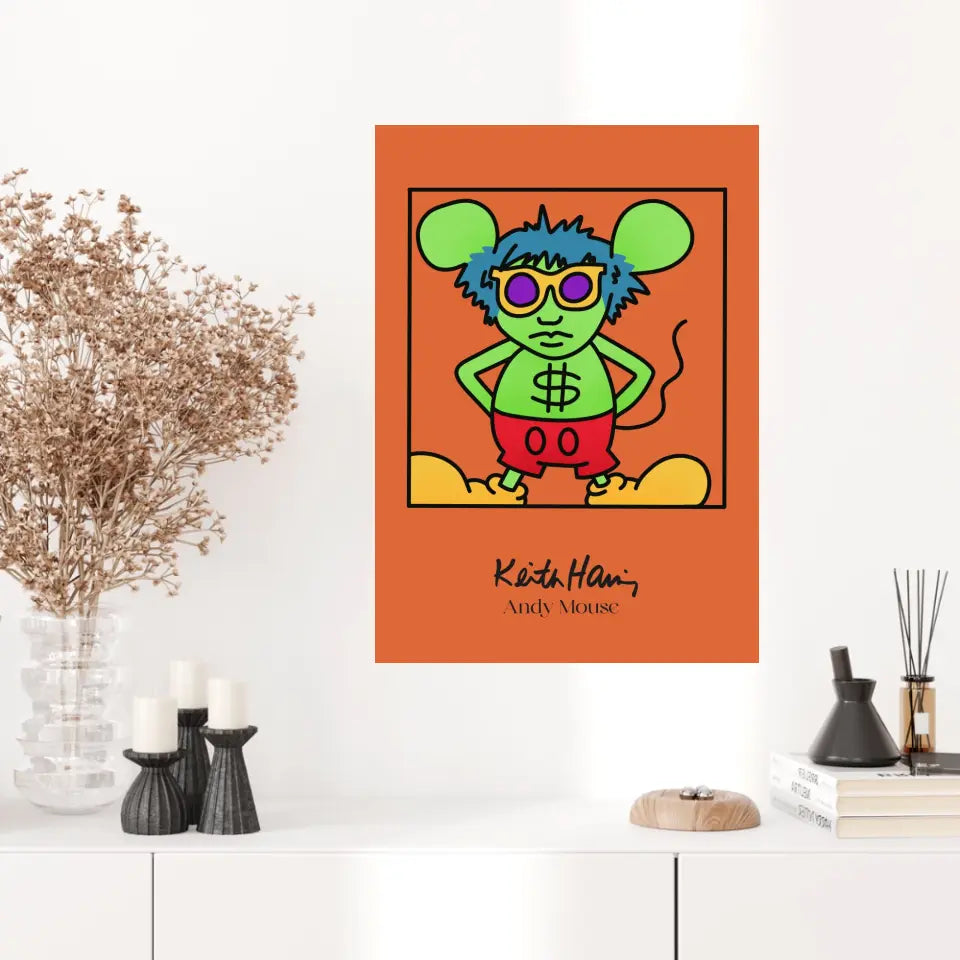 Affiche et Tableau Moderne Keith Haring Andy Mouse