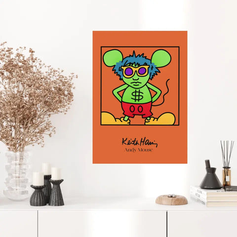 Affiche et Tableau Moderne Keith Haring Andy Mouse