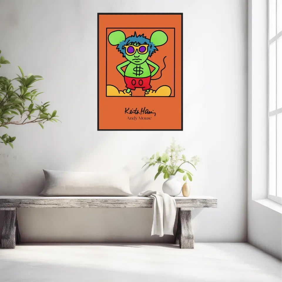 Affiche et Tableau Moderne Keith Haring Andy Mouse
