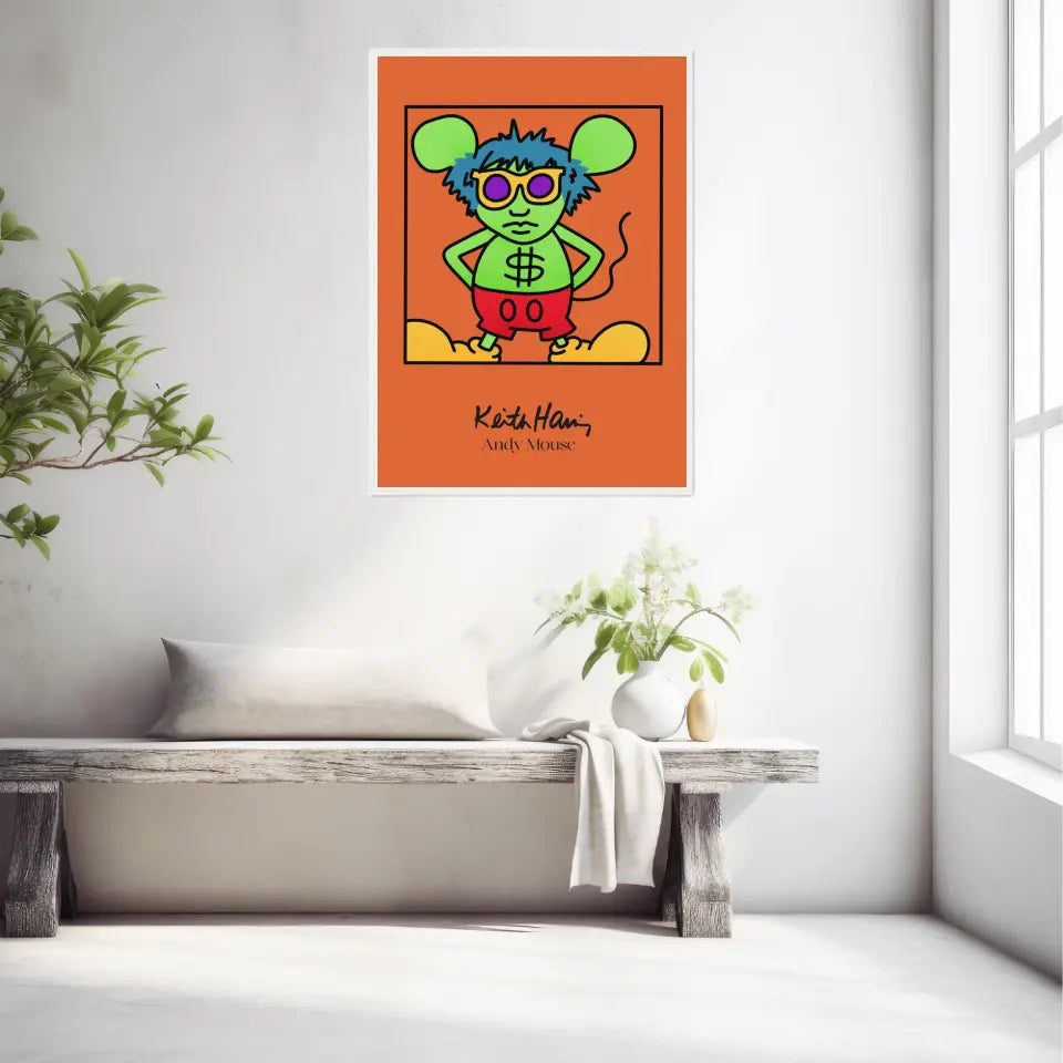 Affiche et Tableau Moderne Keith Haring Andy Mouse
