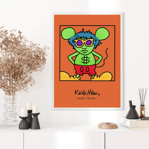 Affiche et Tableau Moderne Keith Haring Andy Mouse