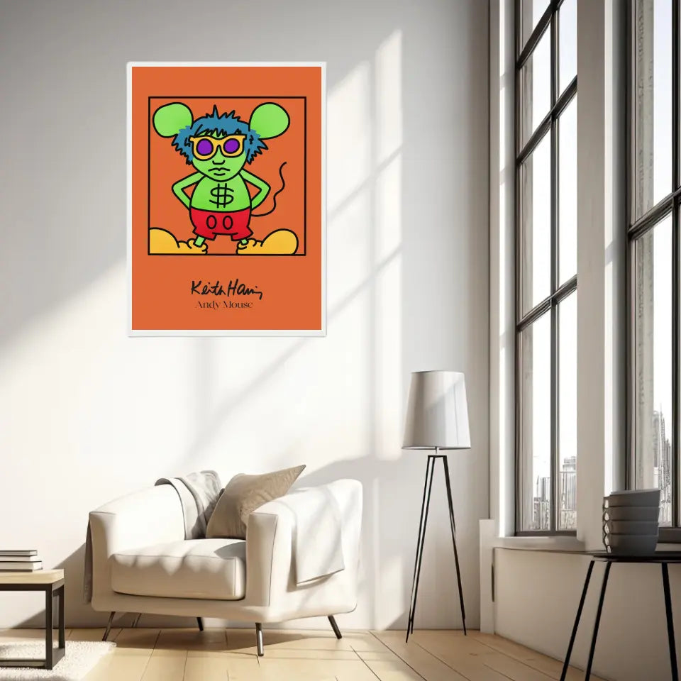 Affiche et Tableau Moderne Keith Haring Andy Mouse