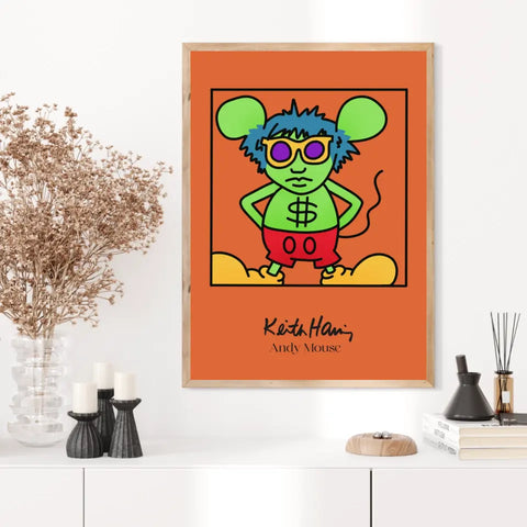 Affiche et Tableau Moderne Keith Haring Andy Mouse