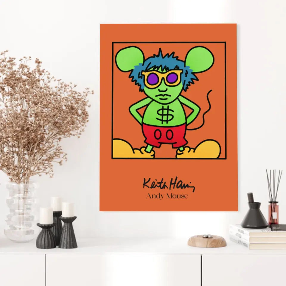 Affiche et Tableau Moderne Keith Haring Andy Mouse