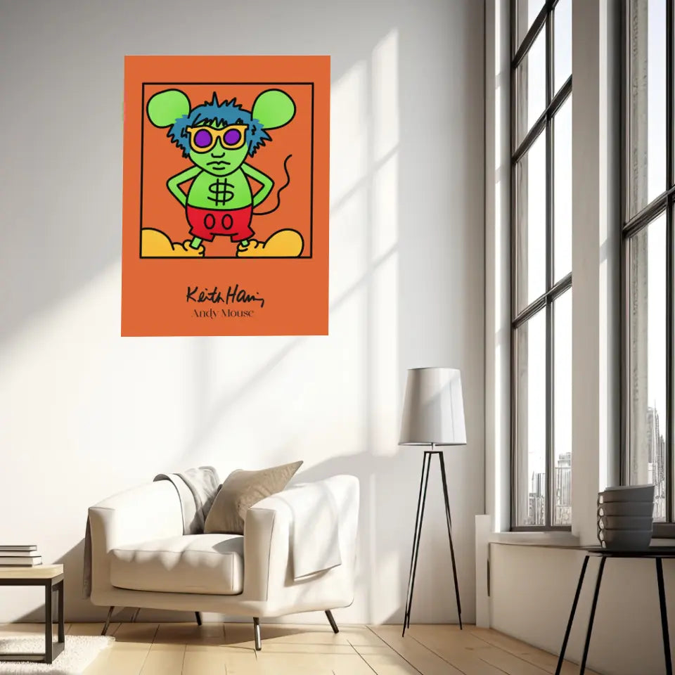 Affiche et Tableau Moderne Keith Haring Andy Mouse