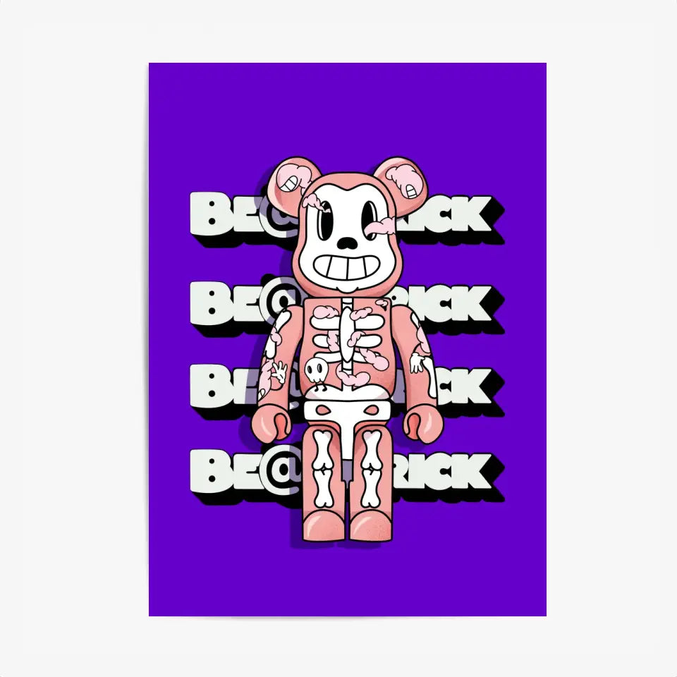Affiche et Tableau Moderne Bearbrick squelette