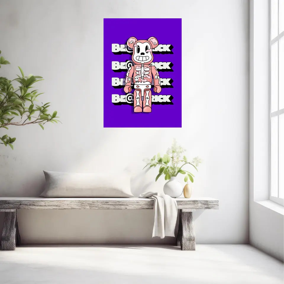 Affiche et Tableau Moderne Bearbrick squelette