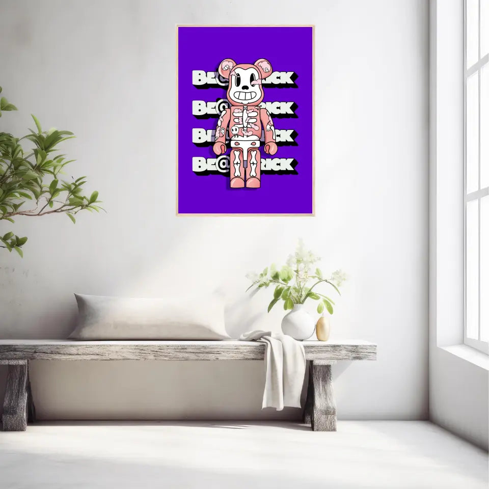 Affiche et Tableau Moderne Bearbrick squelette