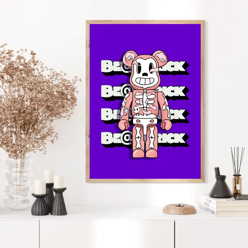 Affiche et Tableau Moderne Bearbrick squelette