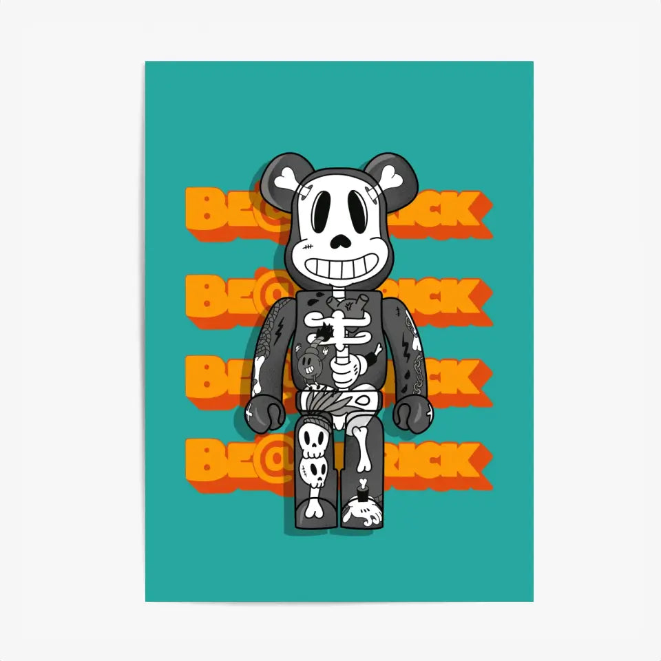 Affiche et Tableau Moderne Bearbrick Tête de mort