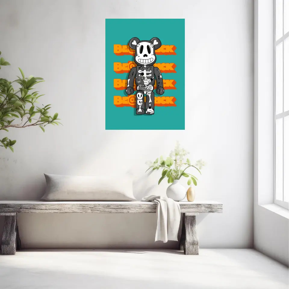 Affiche et Tableau Moderne Bearbrick Tête de mort