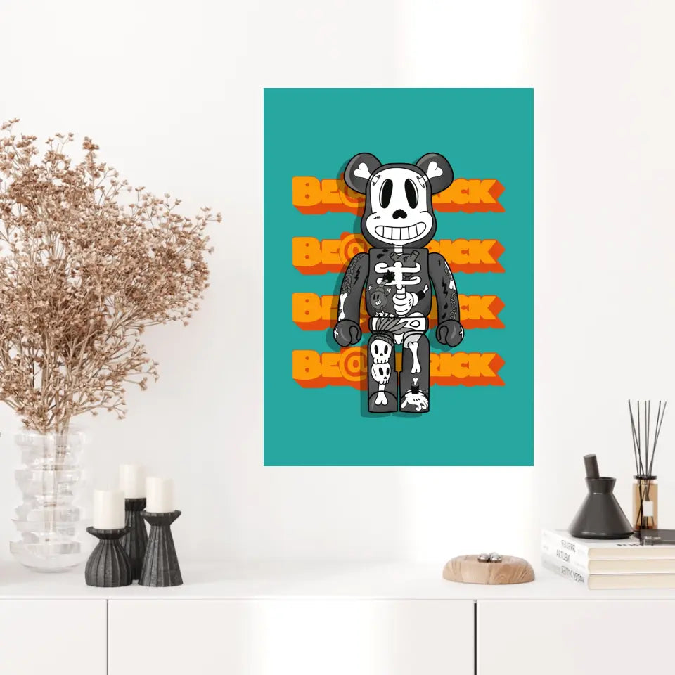Affiche et Tableau Moderne Bearbrick Tête de mort