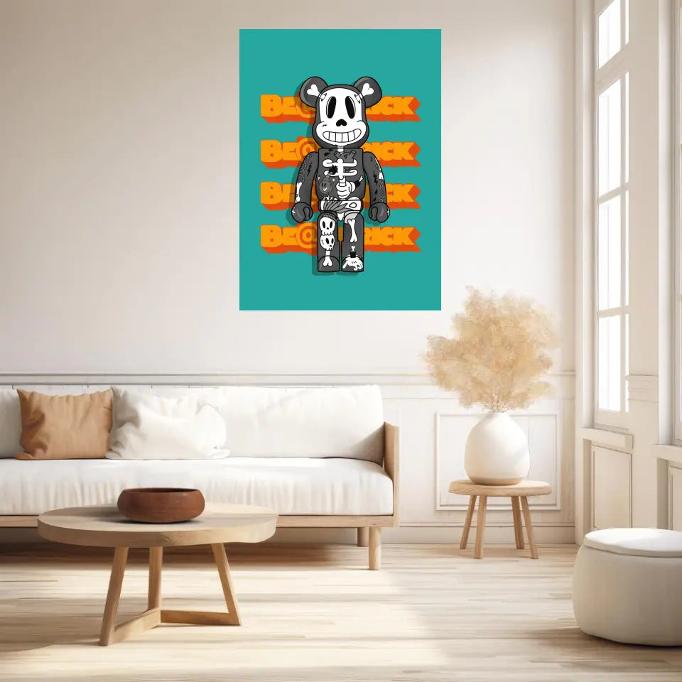 Affiche et Tableau Moderne Bearbrick Tête de mort