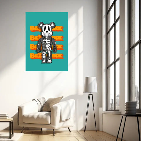 Affiche et Tableau Moderne Bearbrick Tête de mort