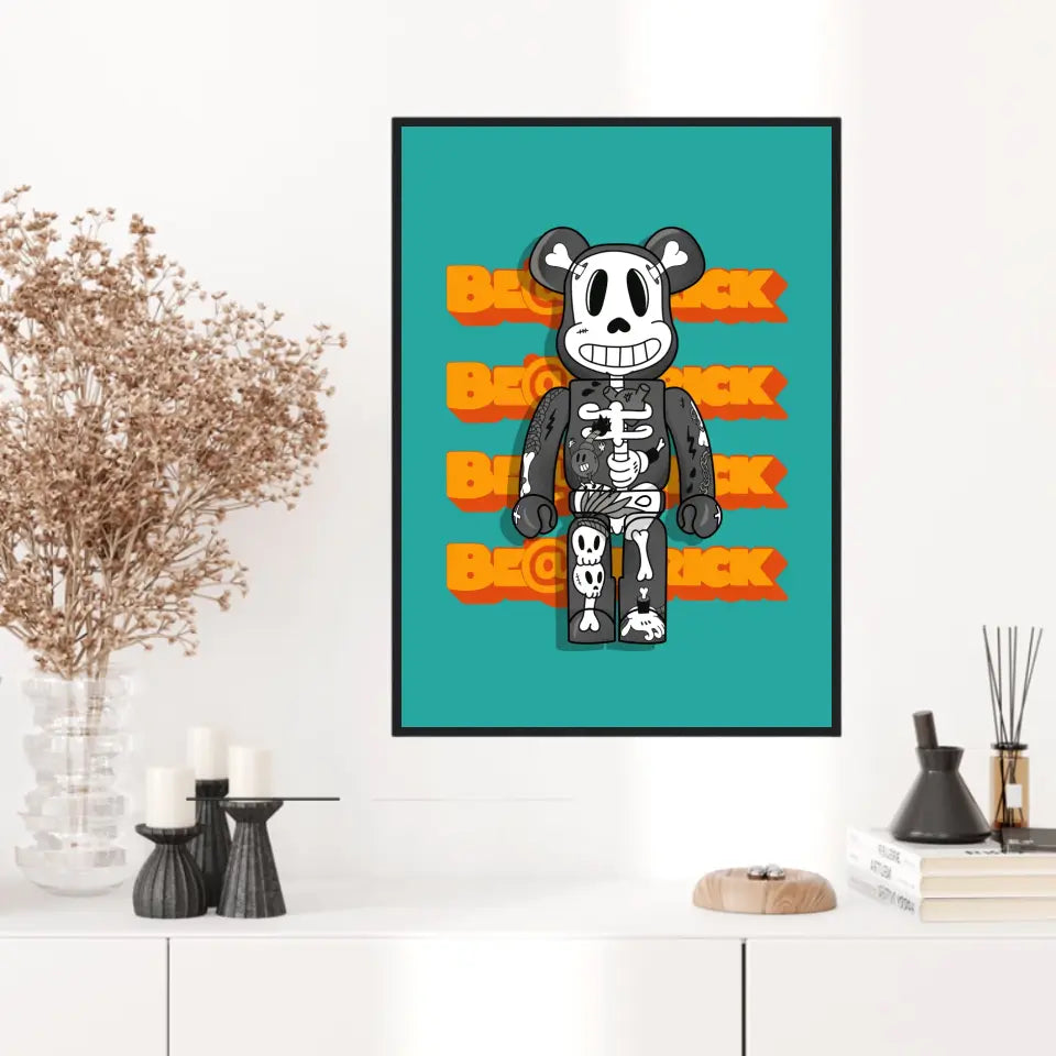 Affiche et Tableau Moderne Bearbrick Tête de mort