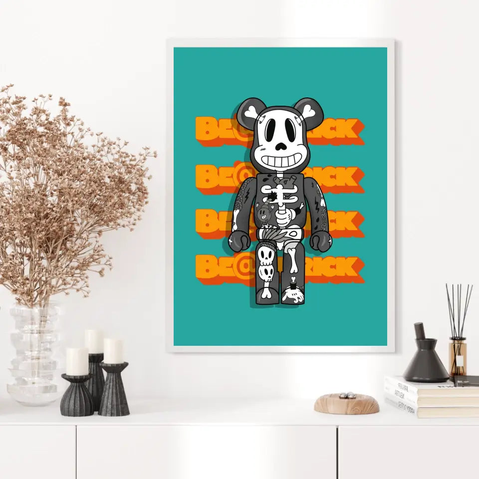 Affiche et Tableau Moderne Bearbrick Tête de mort