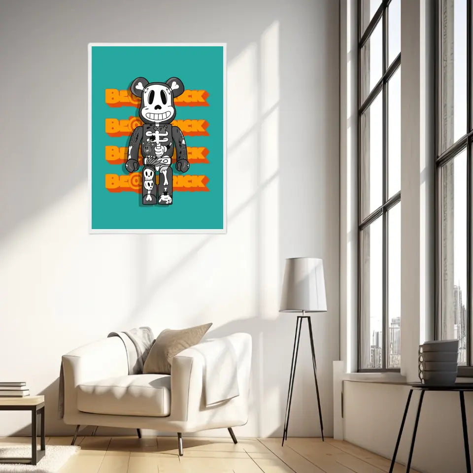 Affiche et Tableau Moderne Bearbrick Tête de mort