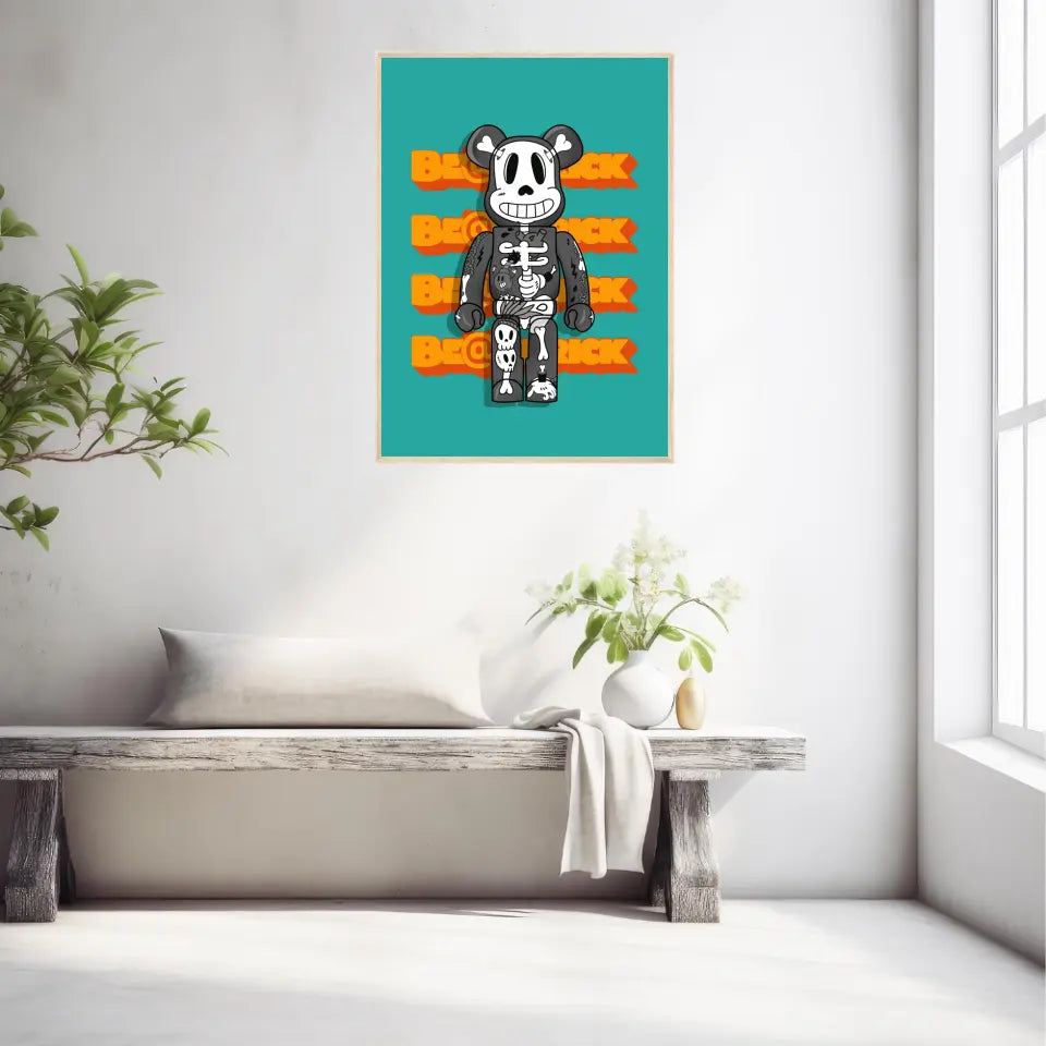 Affiche et Tableau Moderne Bearbrick Tête de mort