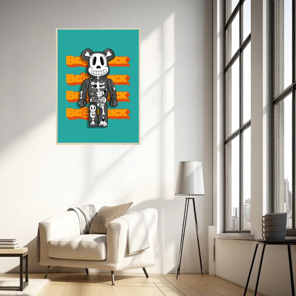 Affiche et Tableau Moderne Bearbrick Tête de mort