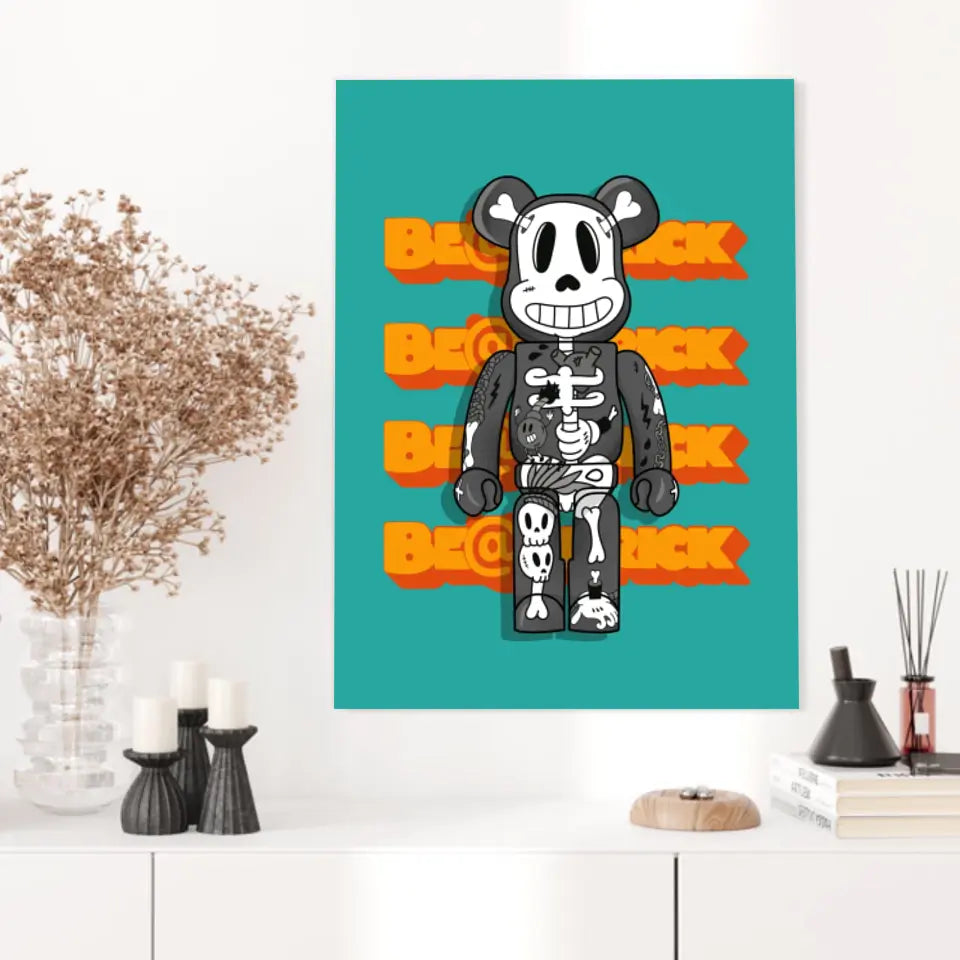 Affiche et Tableau Moderne Bearbrick Tête de mort