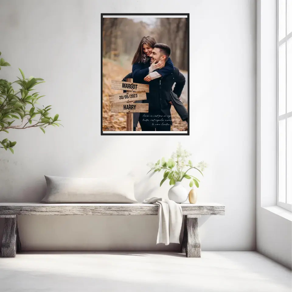 Tableau Prénom Personnalisé Couple Photo