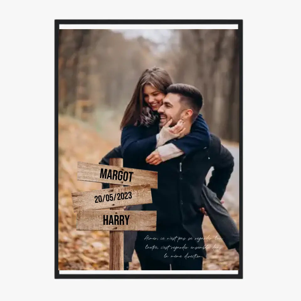 Tableau Prénom Personnalisé Couple Photo