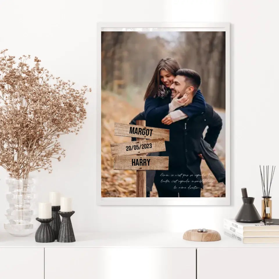 Tableau Prénom Personnalisé Couple Photo