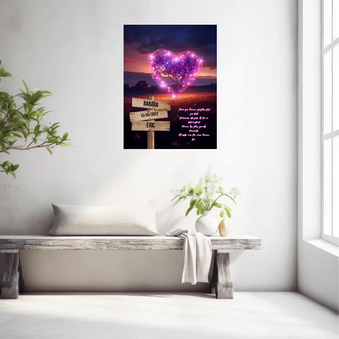 Tableau Prénom Personnalisé Couple Arbre Coeur