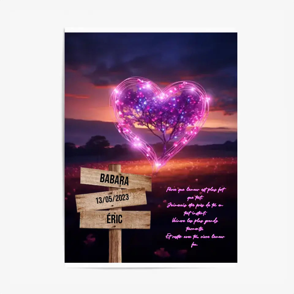 Tableau Prénom Personnalisé Couple Arbre Coeur