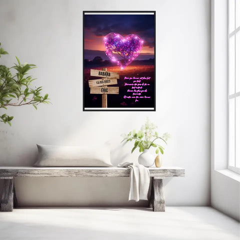 Tableau Prénom Personnalisé Couple Arbre Coeur