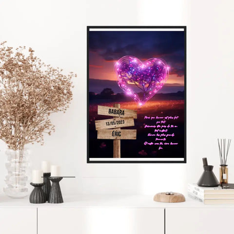 Tableau Prénom Personnalisé Couple Arbre Coeur