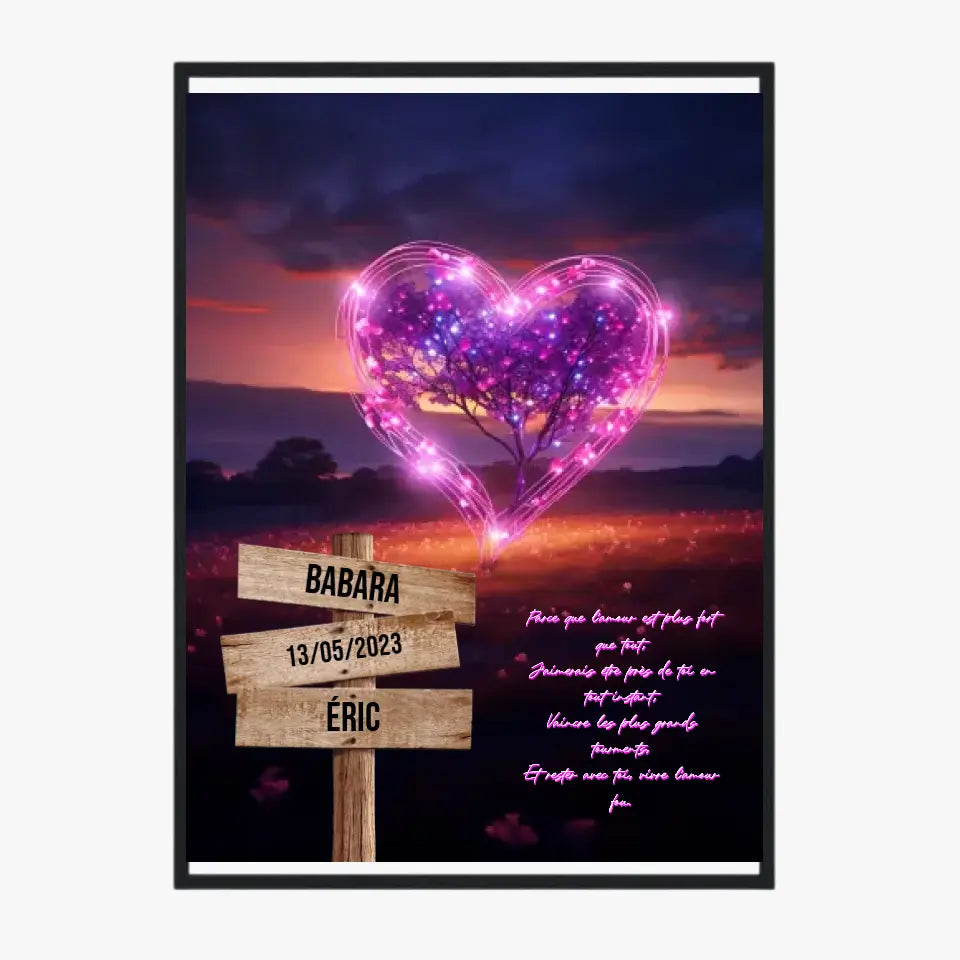 Tableau Prénom Personnalisé Couple Arbre Coeur