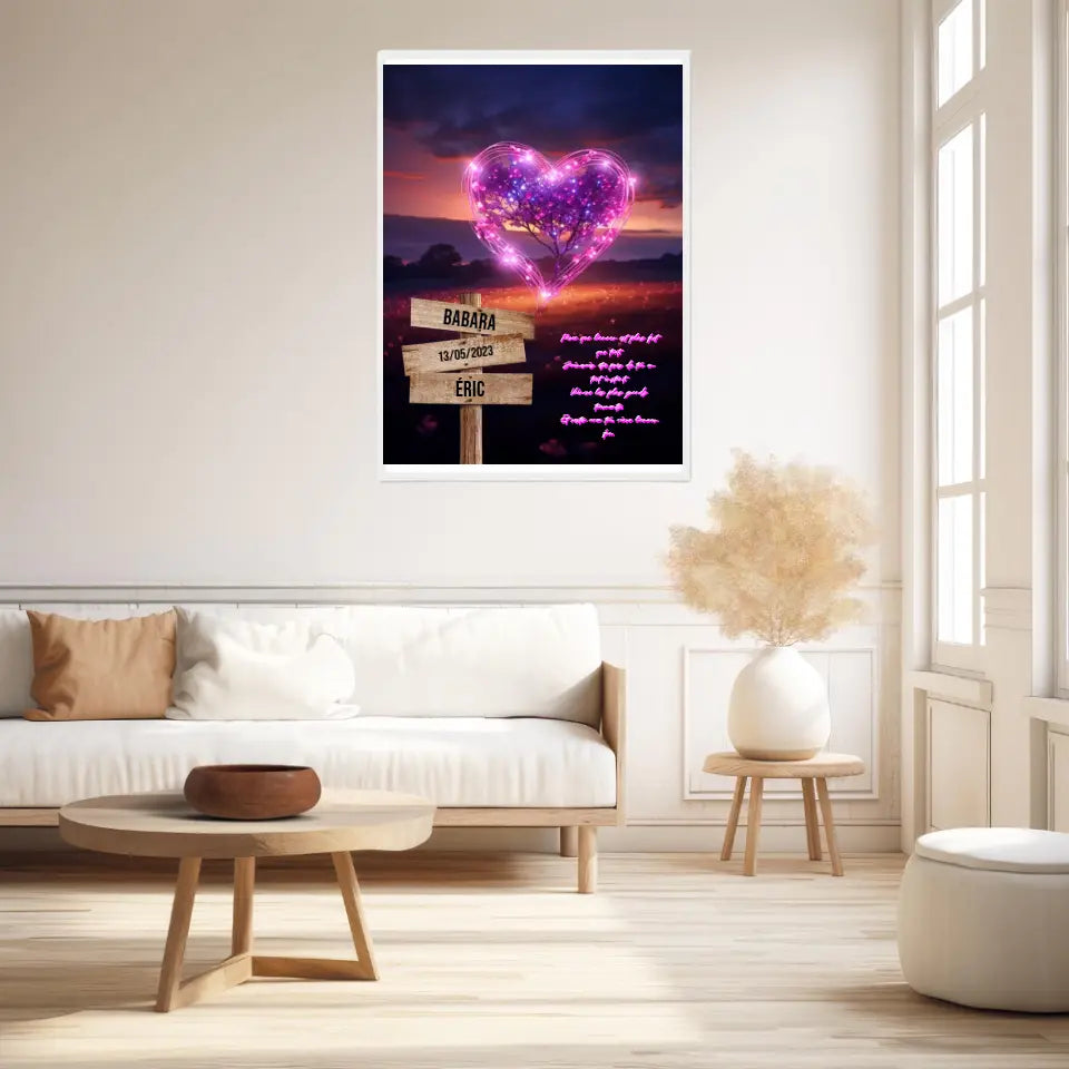 Tableau Prénom Personnalisé Couple Arbre Coeur