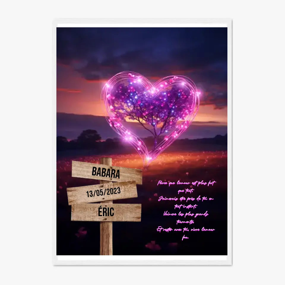 Tableau Prénom Personnalisé Couple Arbre Coeur