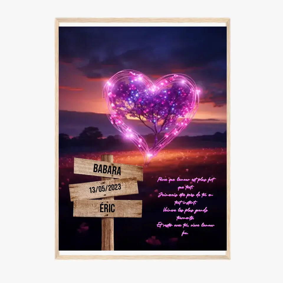 Tableau Prénom Personnalisé Couple Arbre Coeur