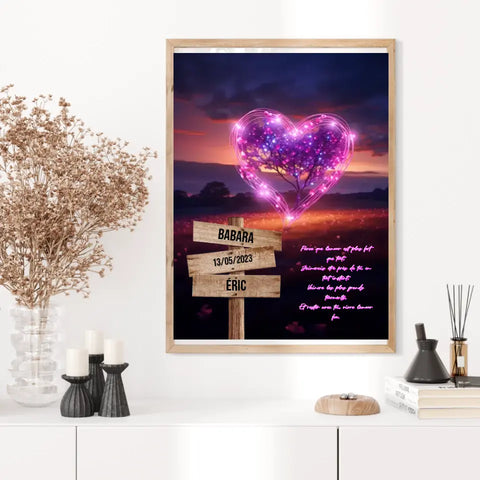 Tableau Prénom Personnalisé Couple Arbre Coeur