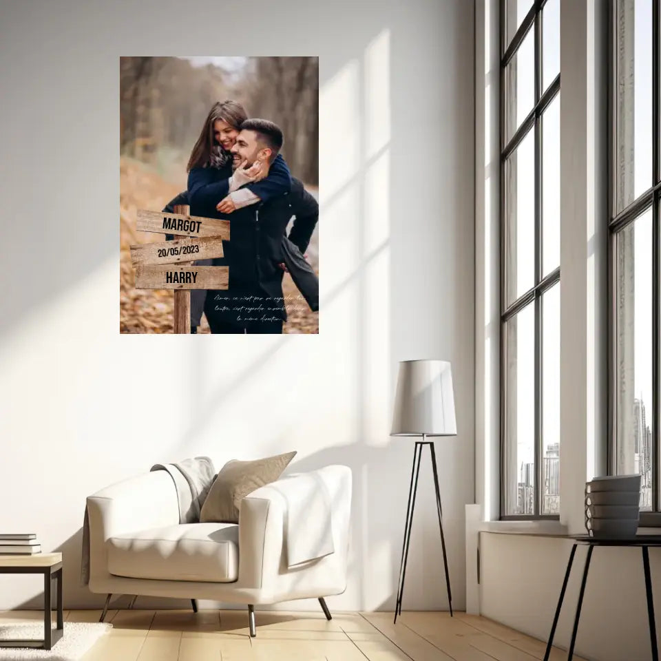 Tableau Prénom Personnalisé Couple Photo