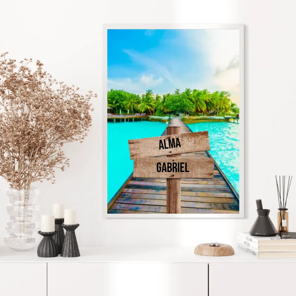 Tableau Personnalisé Prénoms Famille Maldives