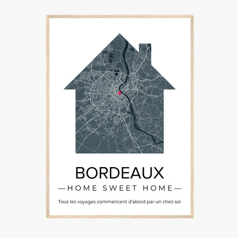 Affiche carte ville Personnalisée Maison