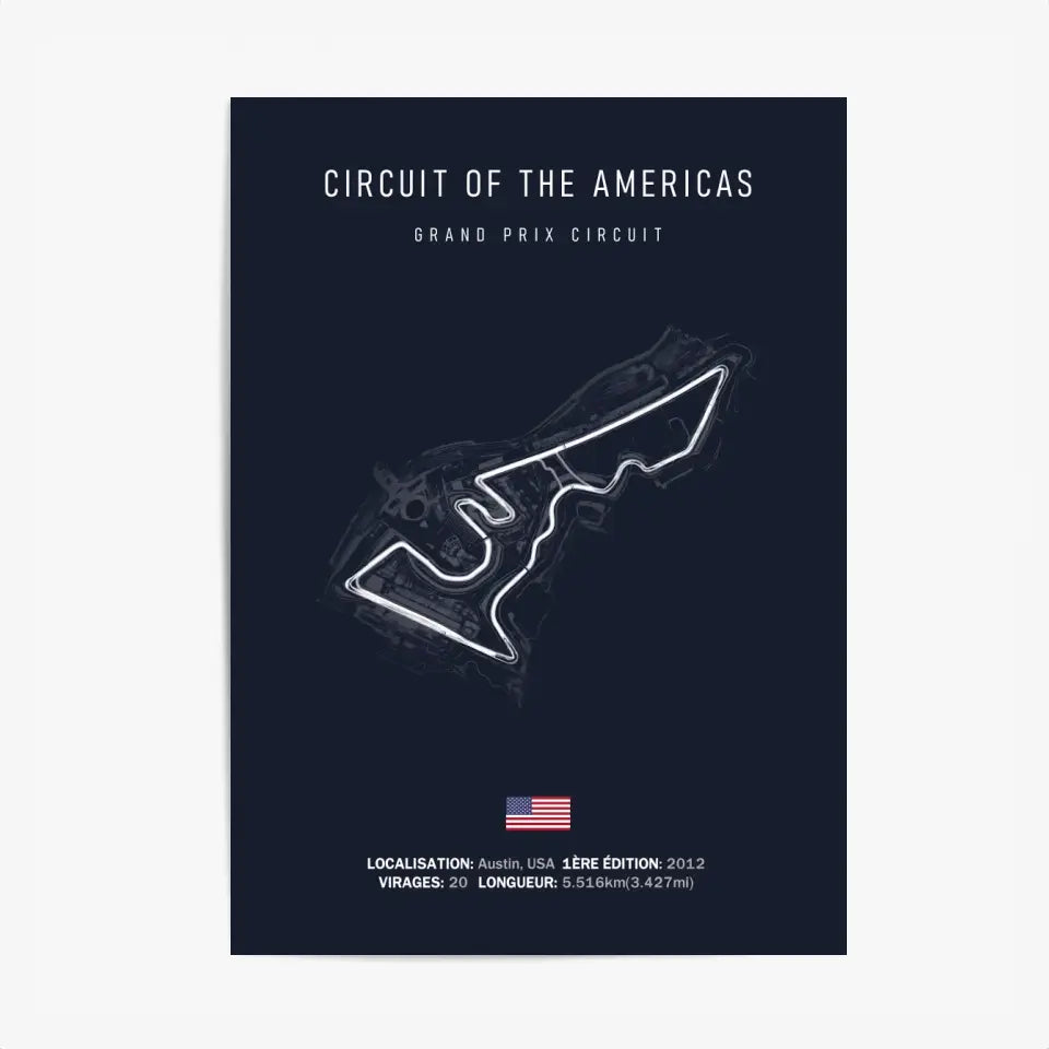 Affiche ou Tableau du Circuit Of The Americas de Formule 1 à Austin USA