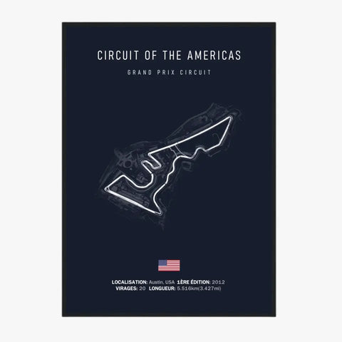 Affiche ou Tableau du Circuit Of The Americas de Formule 1 à Austin USA