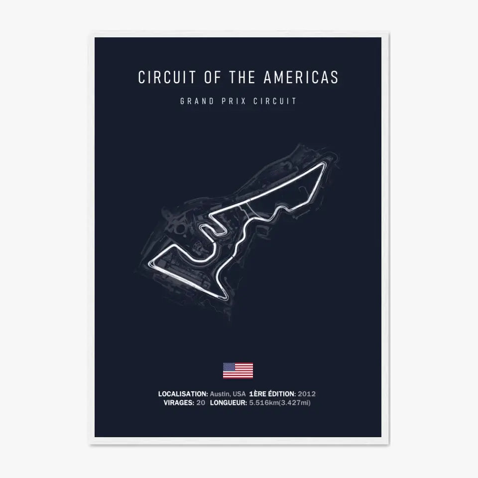Affiche ou Tableau du Circuit Of The Americas de Formule 1 à Austin USA