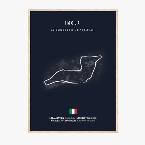 Affiche ou Tableau du Circuit de Formule 1 Autodromo Enzo e Dino Ferrari à Imola en Italie